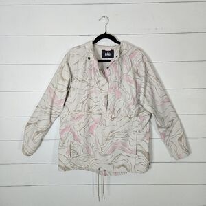 Rei Jackets Coleridge Pullover Windbreaker Jacket/Hoodie  Color: Cream/Pink Sz L